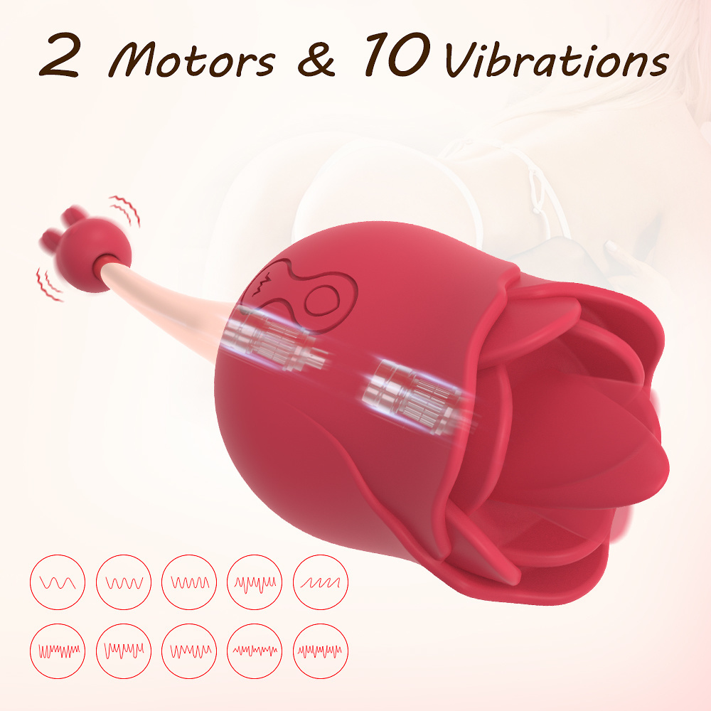 2 in 1 rose vibrator · rose toy with licking and vibrating function