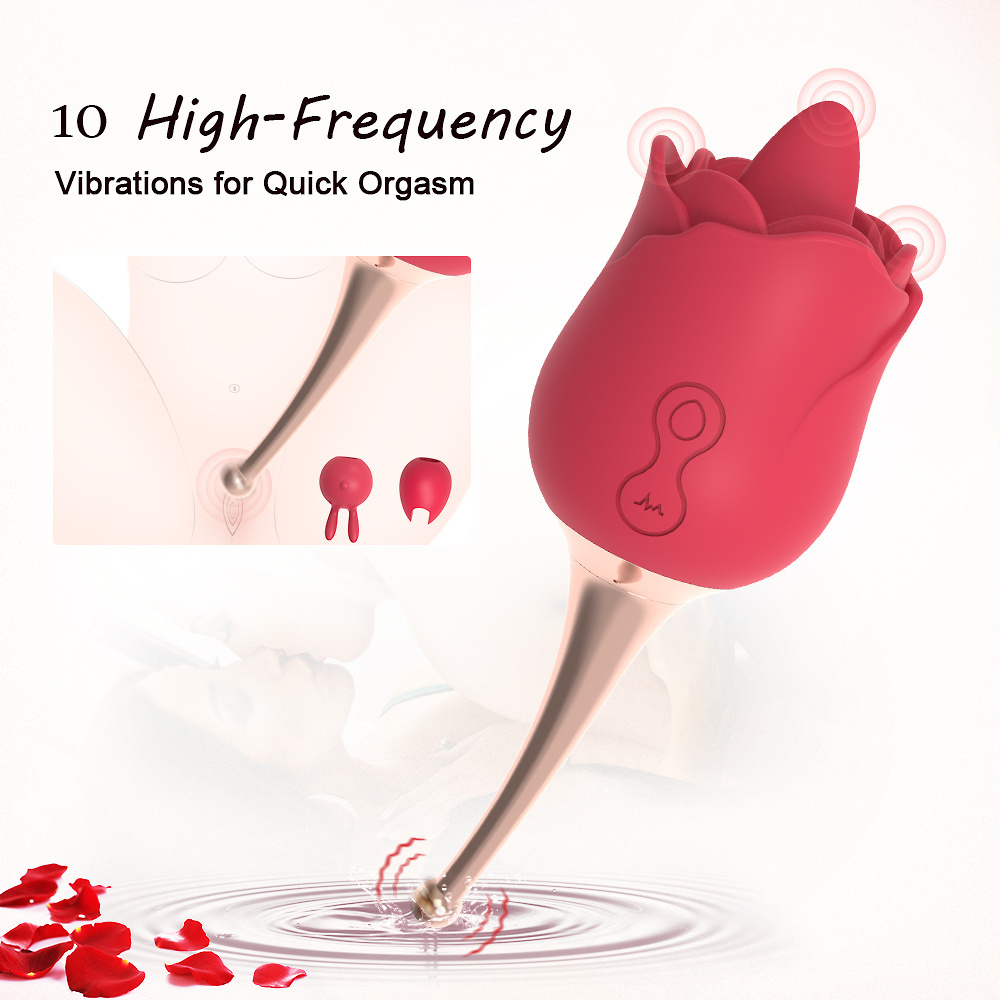 rose clit stimulator-rose vibrator with 10 powerful vibration and licking modes